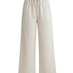 Allie Rose striped smock waist pants featuring a relaxed fit, lightweight fabric, and bold vertical stripes for a stylish look.