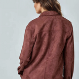 Suede Button Up Shacket Burgundy