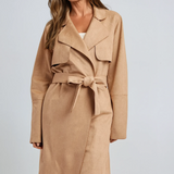 Suede Belted Trench Coat