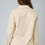 Suede Button Up Shacket Ivory