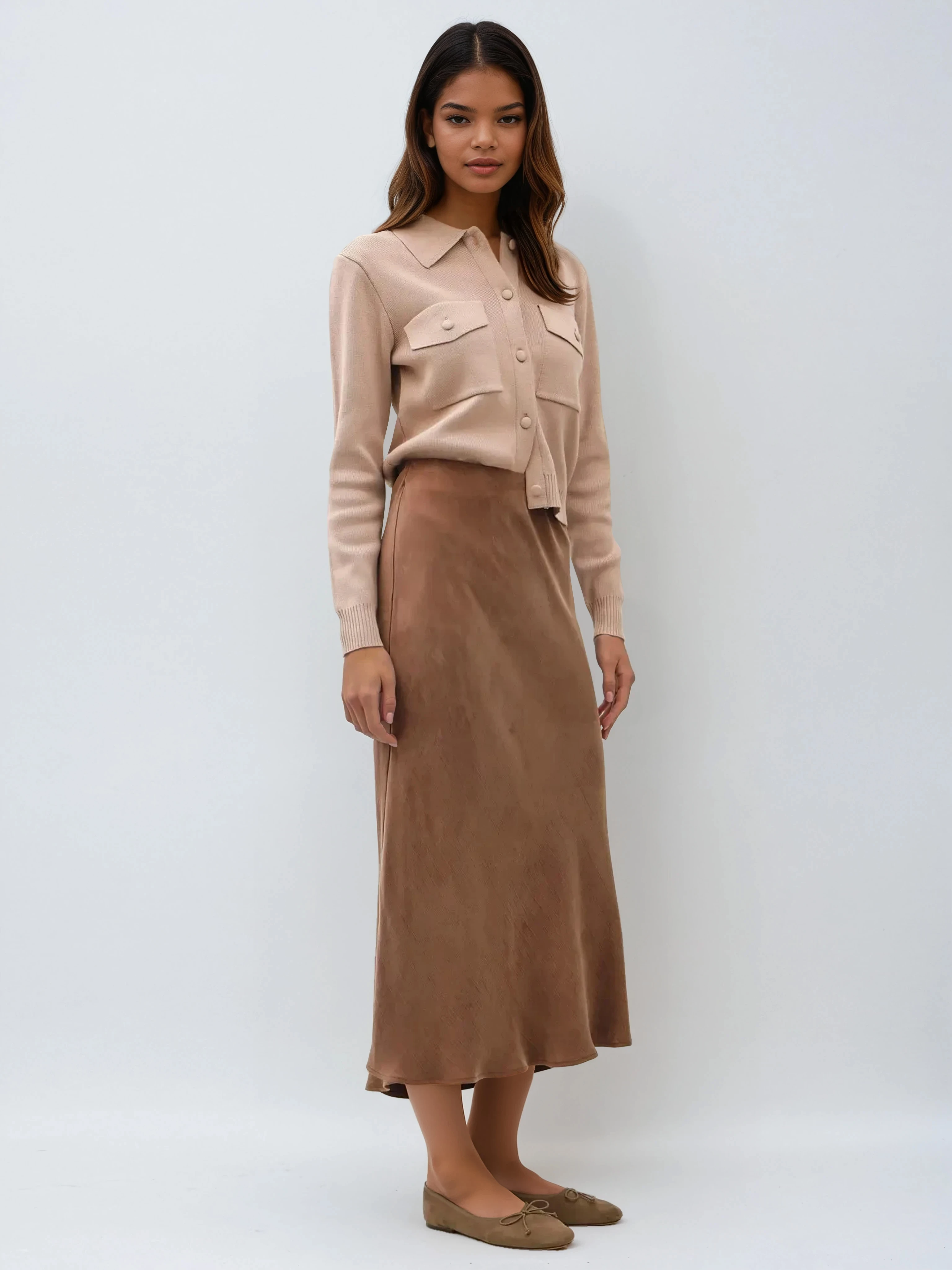 Suede Midi Skirt