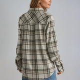 Plaid Button Up Shirt Taupe