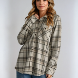 Plaid Button Up Shirt Taupe