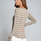 Stacy Top Taupe White Stripe