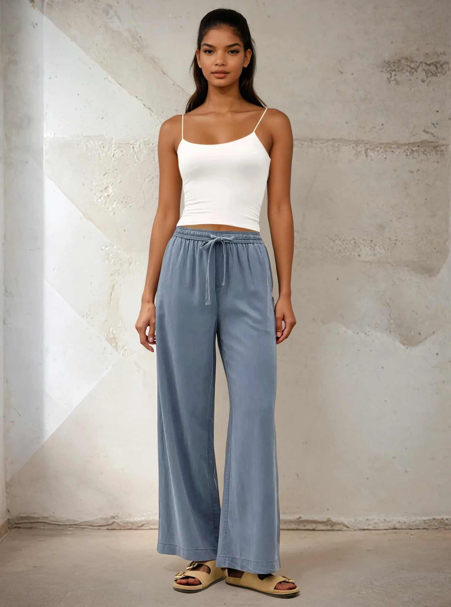 Tencel Wide Leg Pants Denim
