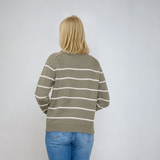 Texture Striped Crew Neck Sweater
