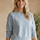 Blue Z Supply The Ada Star Sweatshirt with a crewneck design, made of soft cotton blend fabric.