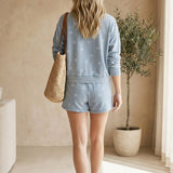 Light blue Ada Star Sweatshirt by Z Supply, a casual cotton blend top featuring star graphic design and relaxed fit.