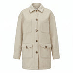 Espresso Anna Five Button Coat by graced, a stylish outerwear piece featuring five front buttons and a tailored fit.