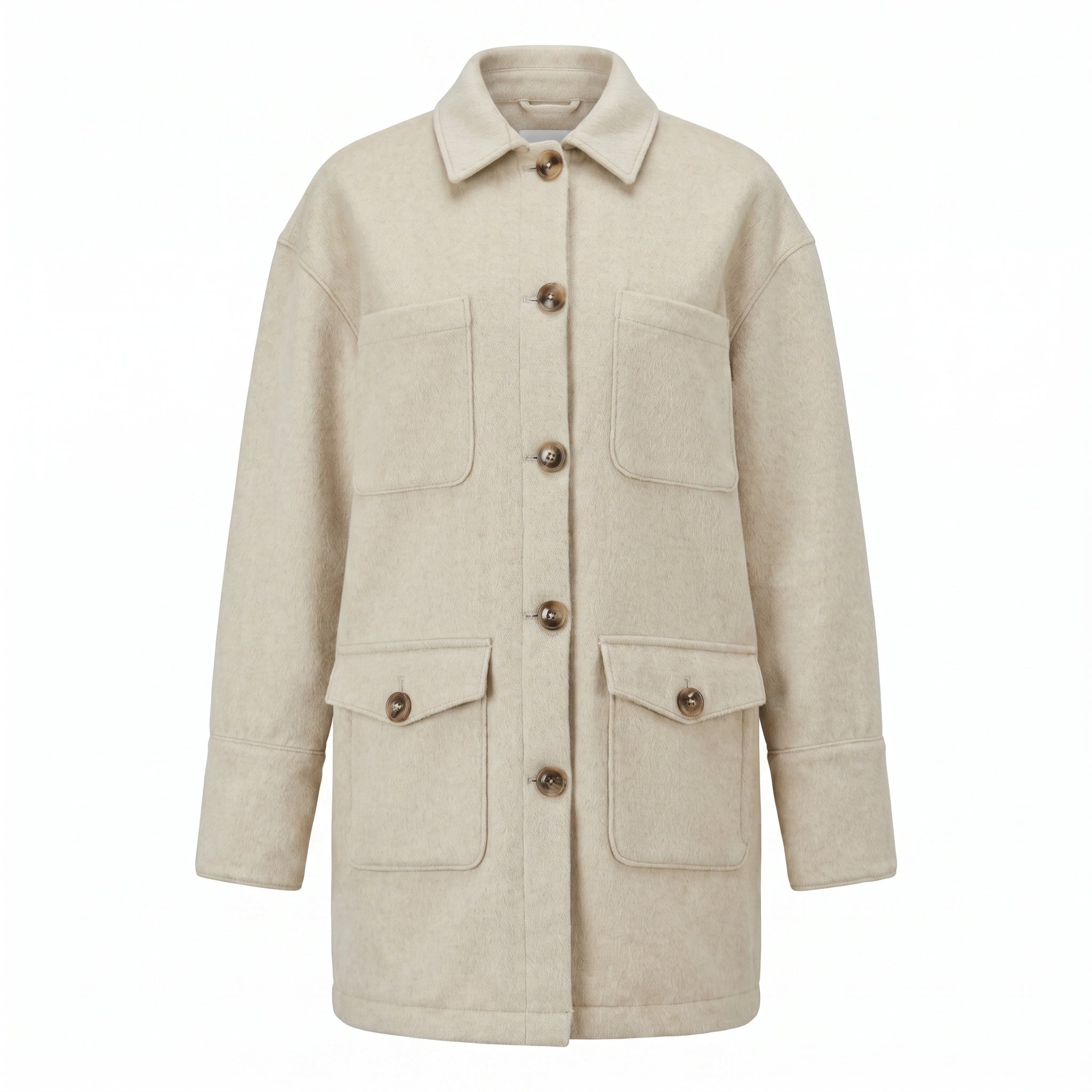Espresso Anna Five Button Coat by graced, a stylish outerwear piece featuring five front buttons and a tailored fit.