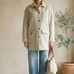 Espresso The Anna Five Button Coat by graced, a stylish women's outerwear with five front buttons, shown in extra small size.