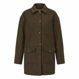 Espresso-colored Graced Anna Five Button Coat, a stylish outerwear piece in extra small size with five front buttons.