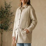 Espresso-colored Anna Five Button Coat by graced, stylish outerwear with five front buttons and tailored fit in extra small size.