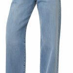 graced Blaine high-rise straight leg jeans in light blue denim with unique curved pocket stitching details