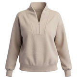 The Brooklyn Rib Quarter Zip Heather Taupe