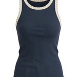 Navy ribbed tank top from Z Supply's Clarke Ribbed Tank collection, featuring a fitted sleeveless design and soft knit fabric.