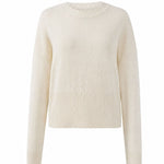 graced Eloise cream crew neck sweater with dropped shoulders and wide ribbed hem in a soft wool blend knit