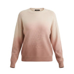 graced The Joan Gradient Sweater in a soft beige to dusty rose ombre knit with a relaxed fit and crew neckline