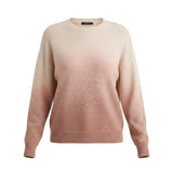 graced The Joan Gradient Sweater in a soft beige to dusty rose ombre knit with a relaxed fit and crew neckline