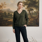 The Lyn Super Soft Batwing V-Neck Sweater Dark Olive