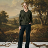 The Lyn Super Soft Batwing V-Neck Sweater Dark Olive