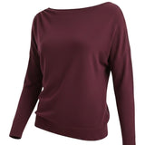 graced winetasting off the shoulder long sleeve top with a textured knit finish and asymmetrical neckline