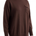 graced Remy brown turtleneck sweater with a single chest pocket, ribbed cuffs, and hem in a relaxed knit fit.