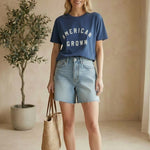 Z Supply Rosa American graphic tee, casual women's top in soft fabric with patriotic red, white, and blue design.