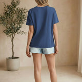 Blue cotton Rosa American Tee by Z Supply, showcasing a relaxed fit basic top with short sleeves and a classic crew neckline.