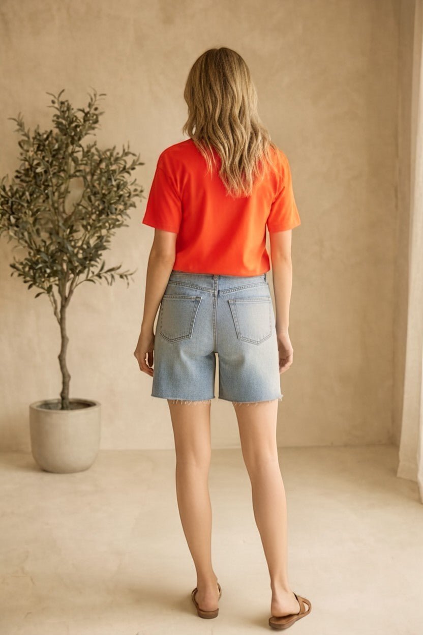 Orange cotton Ruth Sweetheart Tee by Z Supply, soft basic top with a flattering sweetheart neckline and casual fit.