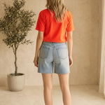 Orange cotton Ruth Sweetheart Tee by Z Supply, soft basic top with a flattering sweetheart neckline and casual fit.