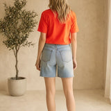 Orange cotton Ruth Sweetheart Tee by Z Supply, soft basic top with a flattering sweetheart neckline and casual fit.