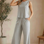 Z Supply The Scout Striped Wide-Leg Pants in Eclipse, stylish striped bottoms with a relaxed fit and wide-leg design.