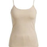 graced light taupe fitted cami with spaghetti straps in soft nylon spandex blend