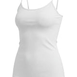 graced white fitted cami with spaghetti straps made from soft nylon and spandex blend