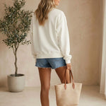 Sea salt Z Supply The Vera USA sweatshirt, a cozy basic top with a relaxed fit and soft fabric, shown in extra small size.