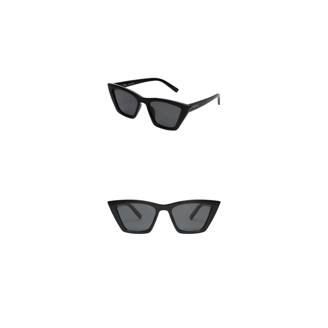 Polished black and grey Z Supply Villa sunglasses with rounded frames and tinted lenses, stylish accessory for sun protection.