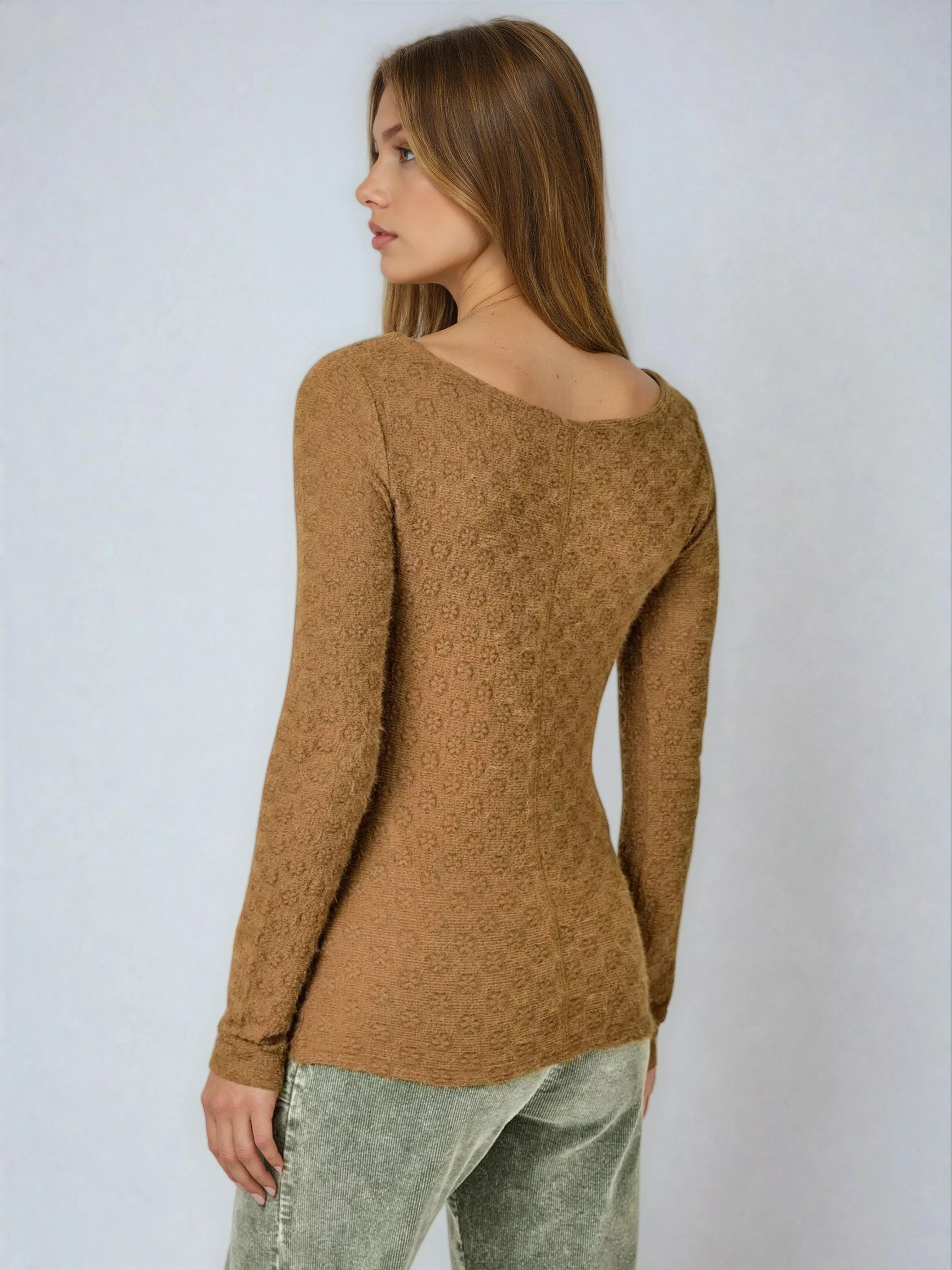 Reverse Coverstitch Top Toffee