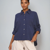 Linen Dolman Button Front Shirt