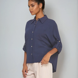 Linen Dolman Button Front Shirt