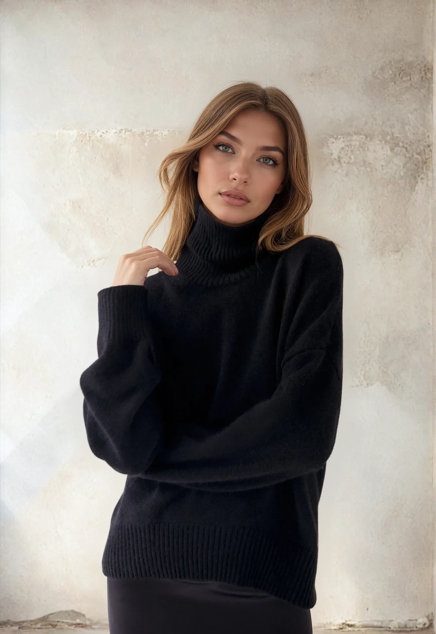 Turtleneck Knit Sweater Black