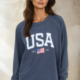 USA Graphic Knit Top Navy