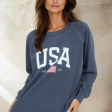 USA Graphic Knit Top Navy