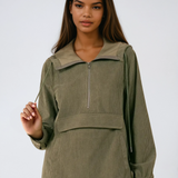 Velour Hooded Half Zip