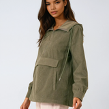 Velour Hooded Half Zip