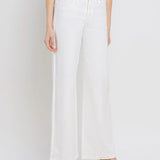 graced White High Rise Wide Leg Jeans made of cotton blend with a flattering fit and 32" inseam.