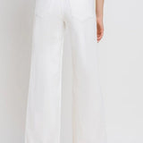 Vervet high-rise wide-leg white jeans, casual bottoms with a relaxed fit and clean design, displayed on a hanger.