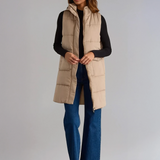 Long Puffer Vest Tan