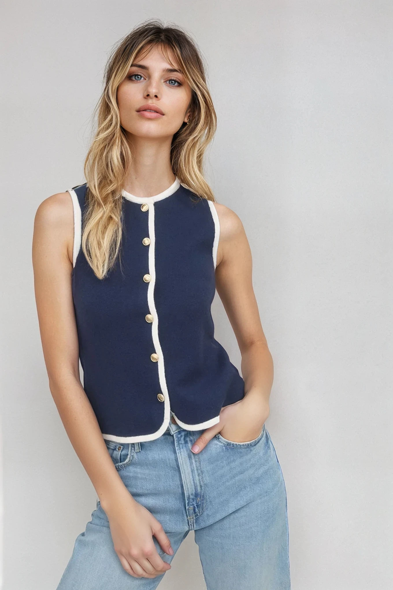 Vintage Button Front Vest