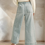 Washed Denim Tie Front Pants